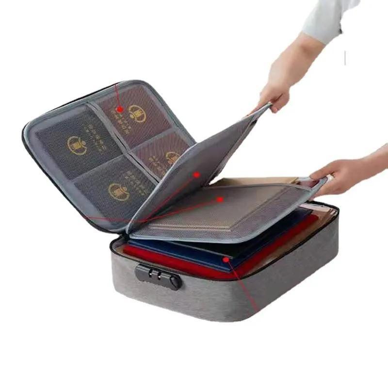 Document Organizer: 36*10*27cm Grey Durable Oxford Material - Secure Combination Lock Closure Passport Holder for Adult Travel Essentials - Image 5