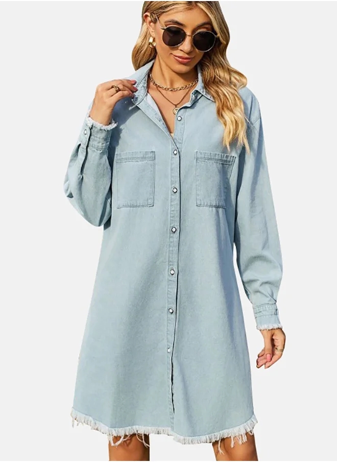 يونيكي Blue Denim Casual Denim Dress