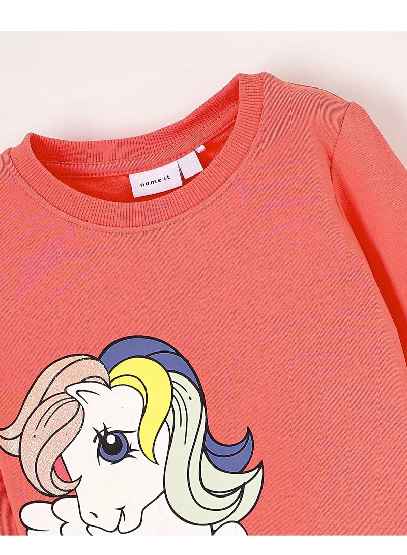NAME IT Name It Unicorn Sweatshirt - Georgia Peach  - Image 3