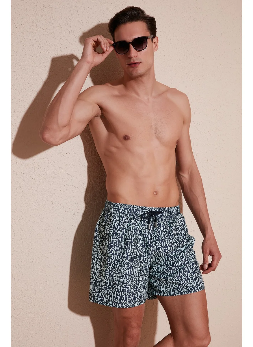 Buratti Text Printed Swim Shorts With Waistband Pocket Swimsuit Short Men's Swimsuit Short 380M816