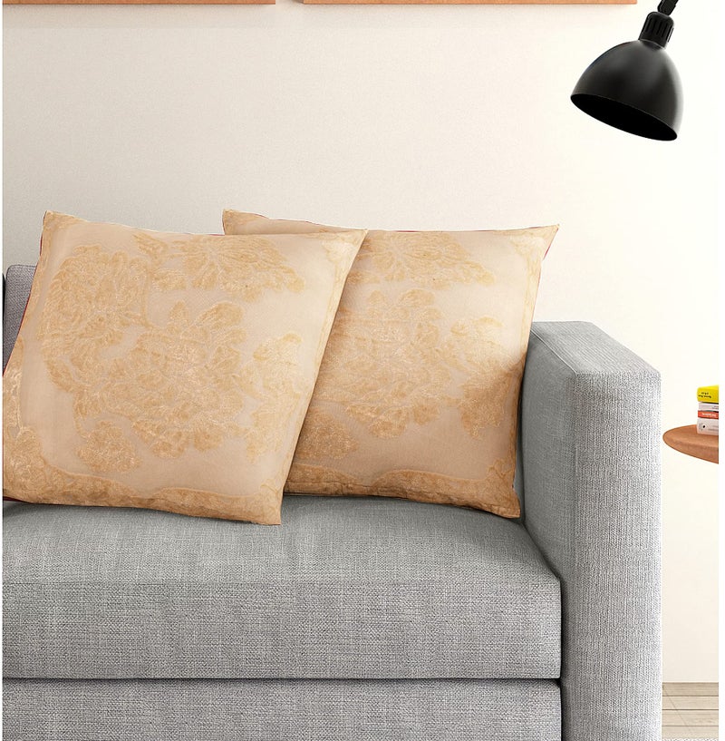 Oriental Weavers OrientalWeavers Set of 2 Cushion Covers I Soft Embossed Pillow Covers I Pair of Sofa Cushion Cover I Color Cream Off White - Image 1