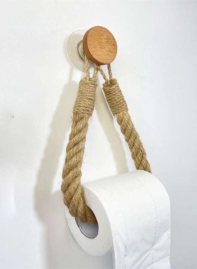 Kutis 1-Piece Creative Wall Hanging Paper Towel Storage Rack/ Placing Toilet Paper Rope Tan 14 x 24 Centimeter  - Image 1