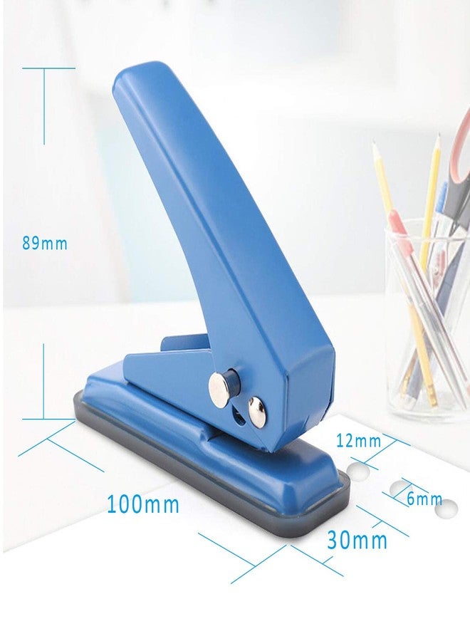 Hutou Single Hole Puncher Handheld 1/4 Inches Hole Punch, 20 Sheet Paper Punch Capacity Metal Hole Puncher with Skid-Resistant Base for Paper, Chipboard, Art Project, Blue - Image 2