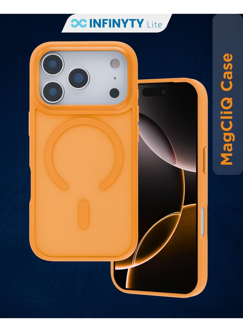 INFINYTY iPhone 17 Pro Max Frosted Soft Case Gleam Orange, Hybrid Matte Finish with Soft-Touch Grip, MagSafe Compatible with Strong N52 Magnet, Ultra-Slim, Air-Cushion Corners, Raised Edges, Military-Grade Drop-Tested, Anti-Fingerprint, Infinyty Lite - Image 1