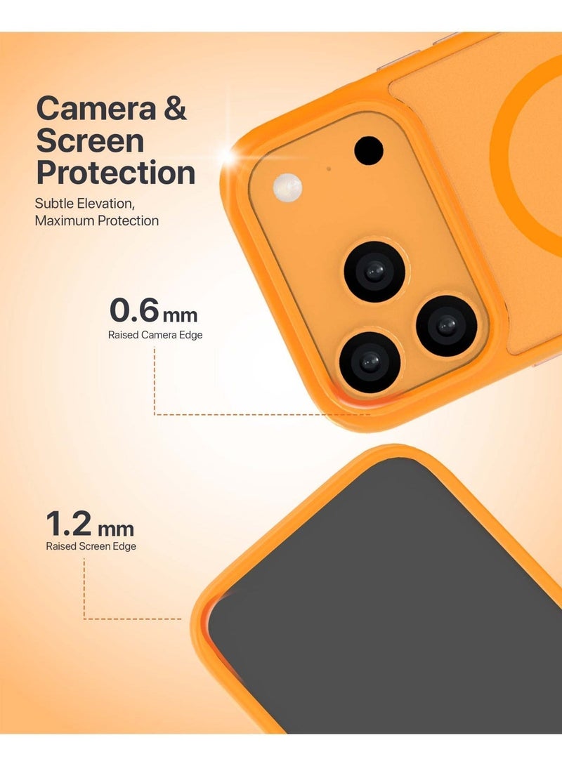 لانهاية غطاء iPhone 17 Pro Max بملمس ناعم متجمد – جليم برتقالي، تشطيب هجين مطفي مع قبضة ناعمة، متوافق مع MagSafe مع مغناطيس N52 قوي، نحيف جدًا، زوايا ممتصة للصدمات، حواف مرتفعة، مجرب بمعيار عسكري ضد السقوط، مقاوم للبصمات Infinyty Lite - Image 4