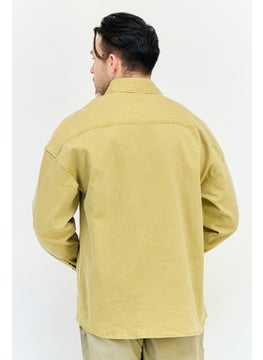 Selected Homme Men Oversize Fit Plain Long Sleeve Denim Shirt, Mustard  - Image 4