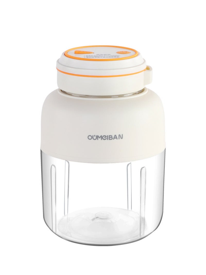 Portable Wireless Electric Juicer Cup 800ML White - 14 Blades Double Lids Small Juicing Cup for Fruit Vegetable Juicing