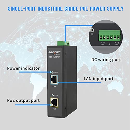 PROCET PoE System PROCET PoE++ 95W PoE Injector DIN Rail PoE Power Injector with 6KV Surge Protection, IEEE 802.3 af/at, Wide Working Temperature -40℉ to 149℉ for Security CCTV Cameras, Wireless AP, PTZ Camera - Image 2