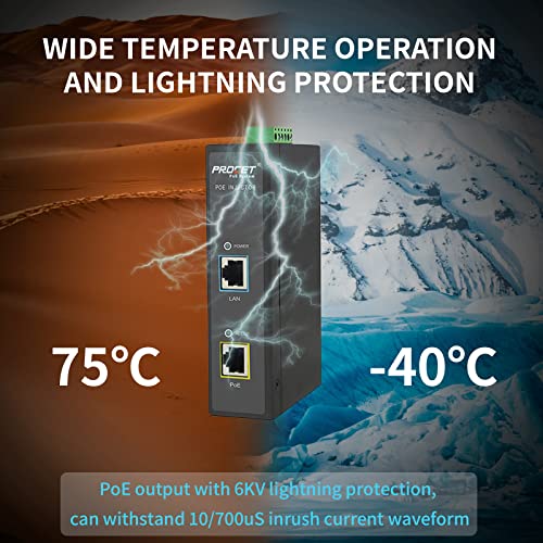 PROCET PoE System PROCET PoE++ 95W PoE Injector DIN Rail PoE Power Injector with 6KV Surge Protection, IEEE 802.3 af/at, Wide Working Temperature -40℉ to 149℉ for Security CCTV Cameras, Wireless AP, PTZ Camera - Image 5