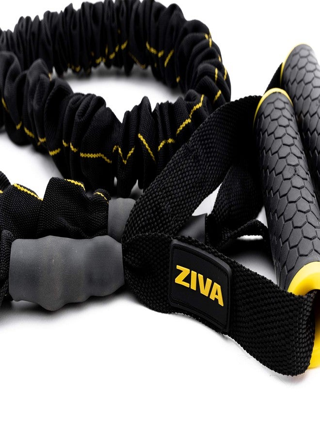 Ziva Portable Lightweight Resistance Tube Band - Multiple Resistance Avail - Nylon Safety Sleeve and Foam Handles for Home Fitness, Strength Training, Cross Workouts - Heavy 35-40 lbs - Image 1