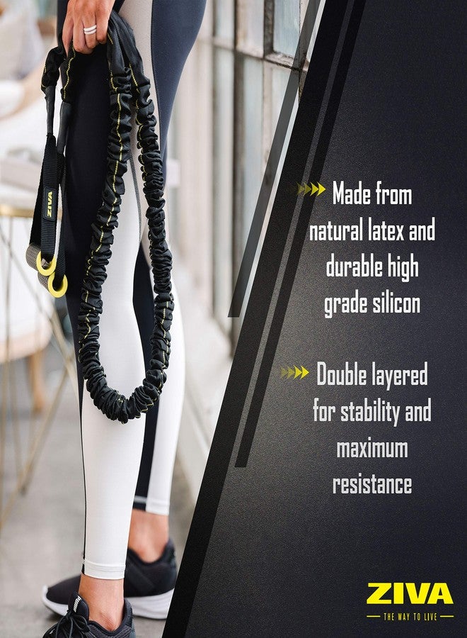 Ziva Portable Lightweight Resistance Tube Band - Multiple Resistance Avail - Nylon Safety Sleeve and Foam Handles for Home Fitness, Strength Training, Cross Workouts - Heavy 35-40 lbs - Image 5