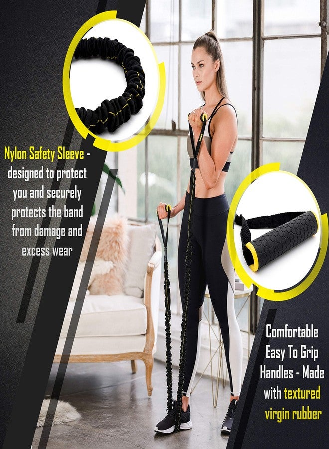 Ziva Portable Lightweight Resistance Tube Band - Multiple Resistance Avail - Nylon Safety Sleeve and Foam Handles for Home Fitness, Strength Training, Cross Workouts - Heavy 35-40 lbs - Image 4