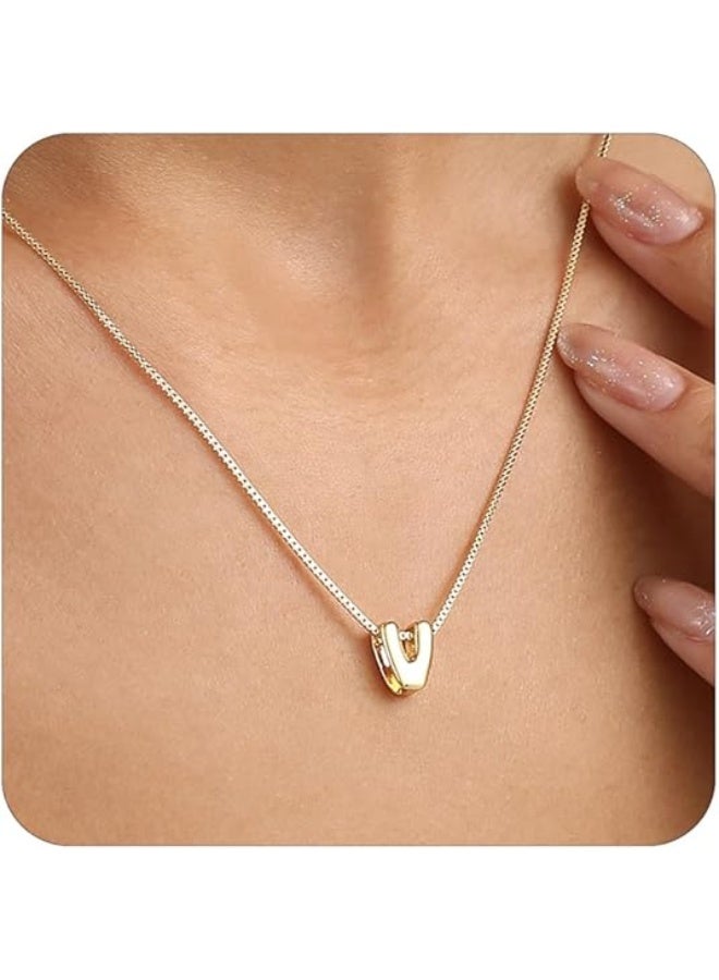 Bubble Gold Letter Necklace for Women, 14K Gold Plated Balloon Initial Necklace – Personalized Bubble Pendant Name Necklace, Dainty Trendy Jewelry, Custom Initial Gold Necklace Gift for Women & Girls - Image 1