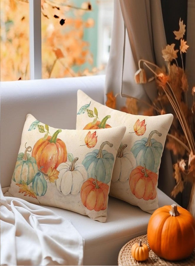 RABUSOFA Fall Pillow Covers 12x20 Inch,Orange Pumpkin Pillows Decorative Throw Pillows,Autumn Outdoor Pillow Cases Set of 2,Thanksgiving Lumbar Cushion Covers,Fall Decorations for Home Couch Sofa - Image 5