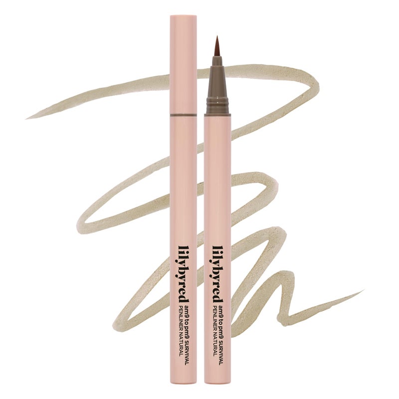 lilybyred AM9 to PM9 Survival Penliner Natural Korean Soft Ash Tone Liquid Eyeliner 01mm UltraFine Brush QuickDry SmudgeProof Layerable Ash Pigment Buildable Color 0035 oz 03 Ash Taupe