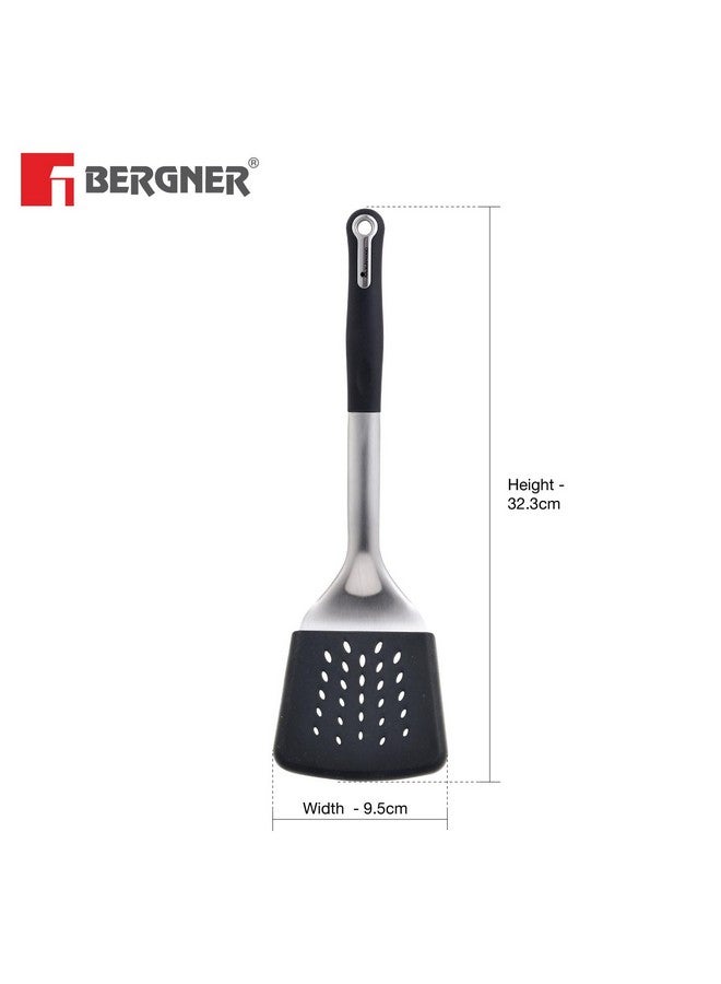 MasterPro BERGNER Master Pro Non-Stick Slotted Turner Spatula with Silicone Cover (Black), Standard - Image 2