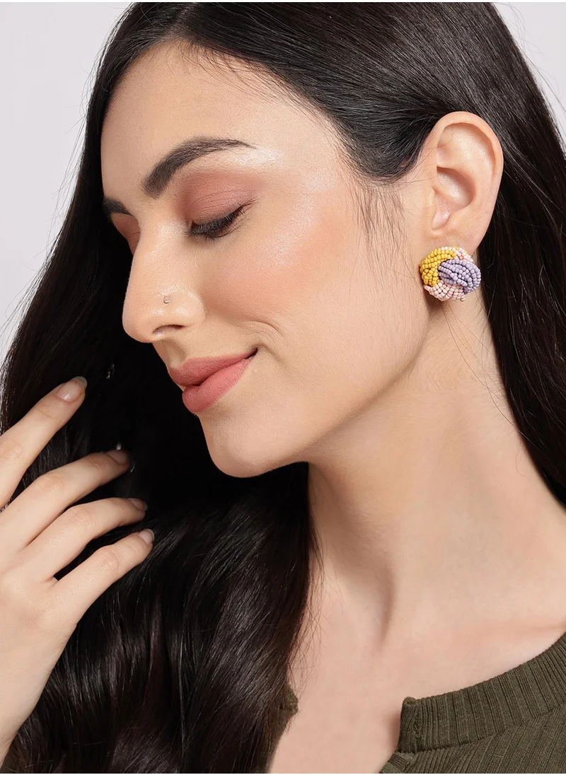 SOHI Pink & Purple Contemporary Stud Earrings