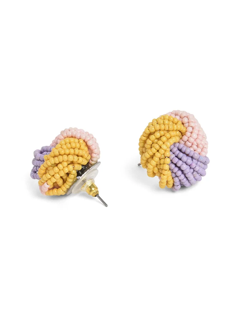 SOHI Pink & Purple Contemporary Stud Earrings