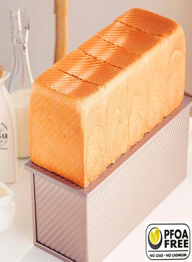 DWWTKL Pullman Loaf Pan with Lid Non-Stick Toast Mold Rectangle Corrugated Bread Cake Oblong Mould with Cover for Oven Baking (2.2Lb Dough Capacity) - Image 3