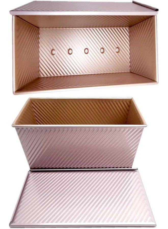 DWWTKL Pullman Loaf Pan with Lid Non-Stick Toast Mold Rectangle Corrugated Bread Cake Oblong Mould with Cover for Oven Baking (2.2Lb Dough Capacity) - Image 4