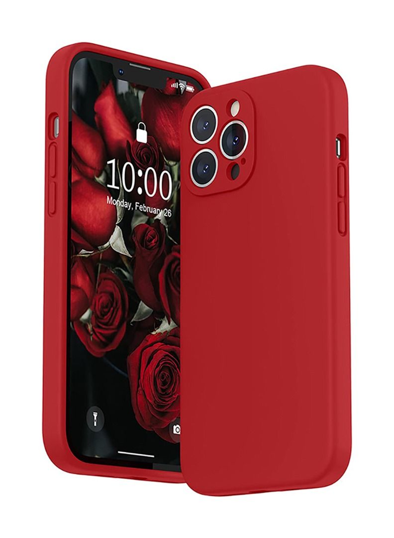 Theodor Protective Ultra Slim Fit Case Liquid Silicone Gel Cover with Full Body Protection Anti-Scratch Shockproof Case For iPhone 12 PRO MAX LIQUID SILICON RED  - Image 1