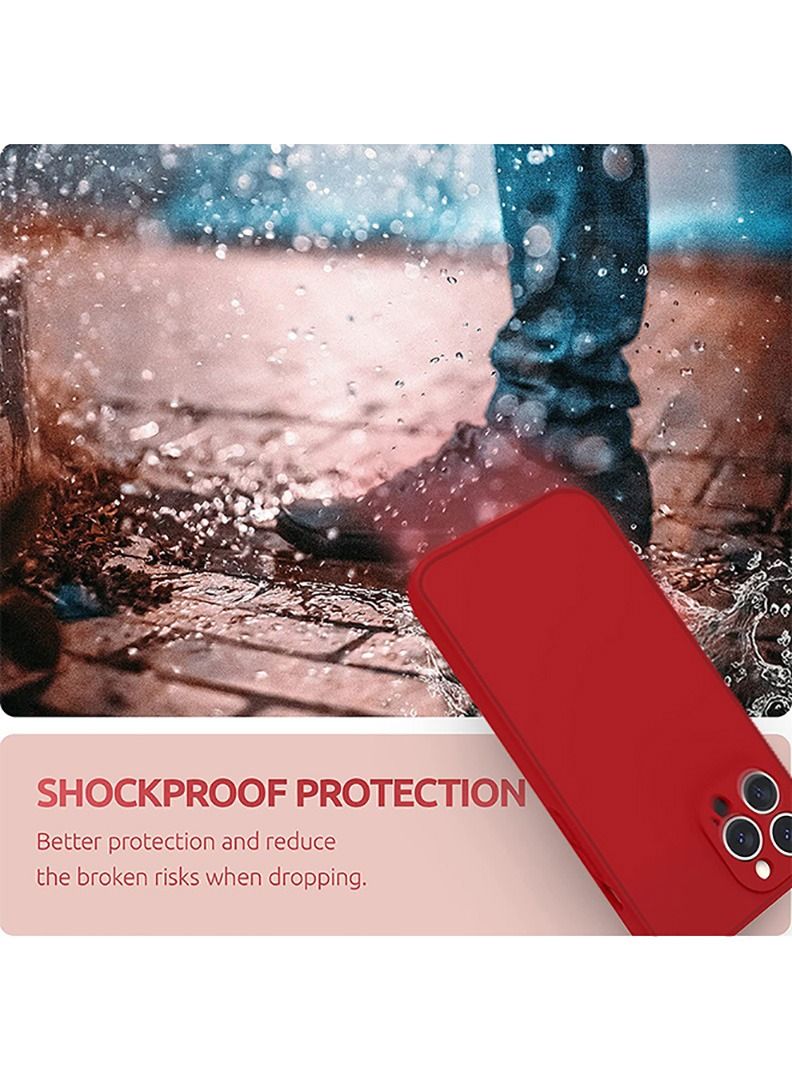 Theodor Protective Ultra Slim Fit Case Liquid Silicone Gel Cover with Full Body Protection Anti-Scratch Shockproof Case For iPhone 12 PRO MAX LIQUID SILICON RED  - Image 4