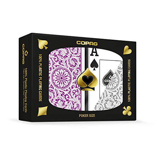 Copag 1546 Design 100% Plastic Playing Cards, Poker Size (Standard) Purple/Grey Jumbo Index (1 Set) - Image 1