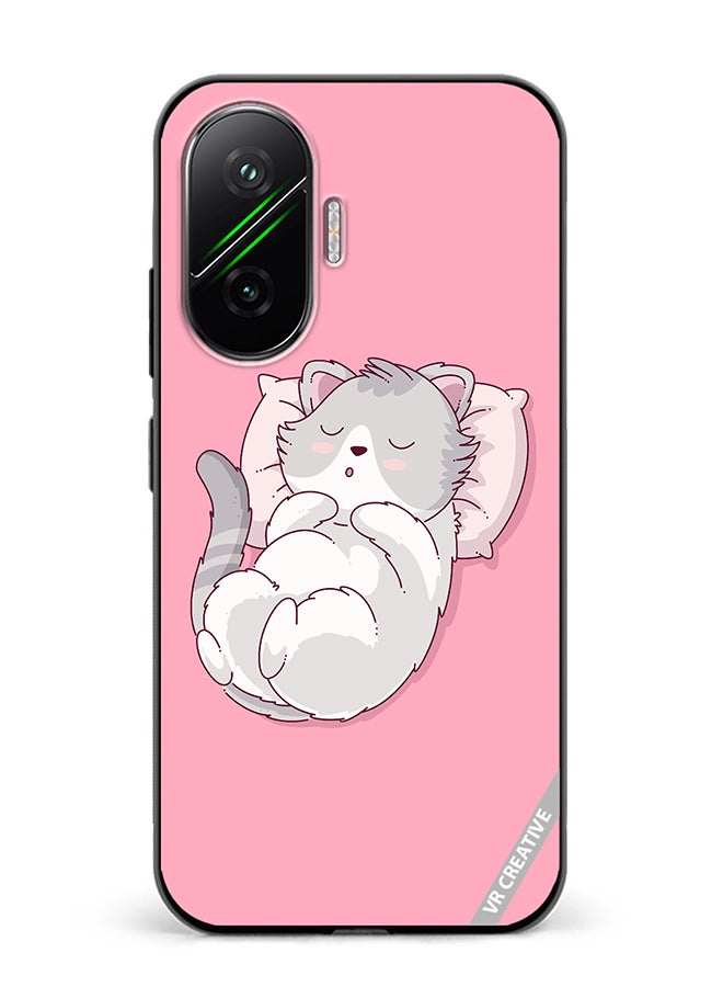 Protective Case Cover For Xiaomi Poco F7 Cozy Cat Design Multicolour