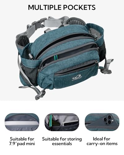 WATERFLY Fanny Pack Waist Bag: Fannie Pack 2 Water Bottle Holders Lumbar Belt Hiking Walking Running Jogging Camping Large Woman Man (Bottle Not Included) - Image 3