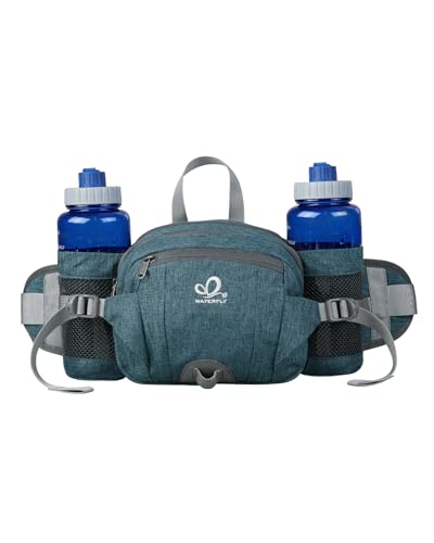 WATERFLY Fanny Pack Waist Bag: Fannie Pack 2 Water Bottle Holders Lumbar Belt Hiking Walking Running Jogging Camping Large Woman Man (Bottle Not Included) - Image 1