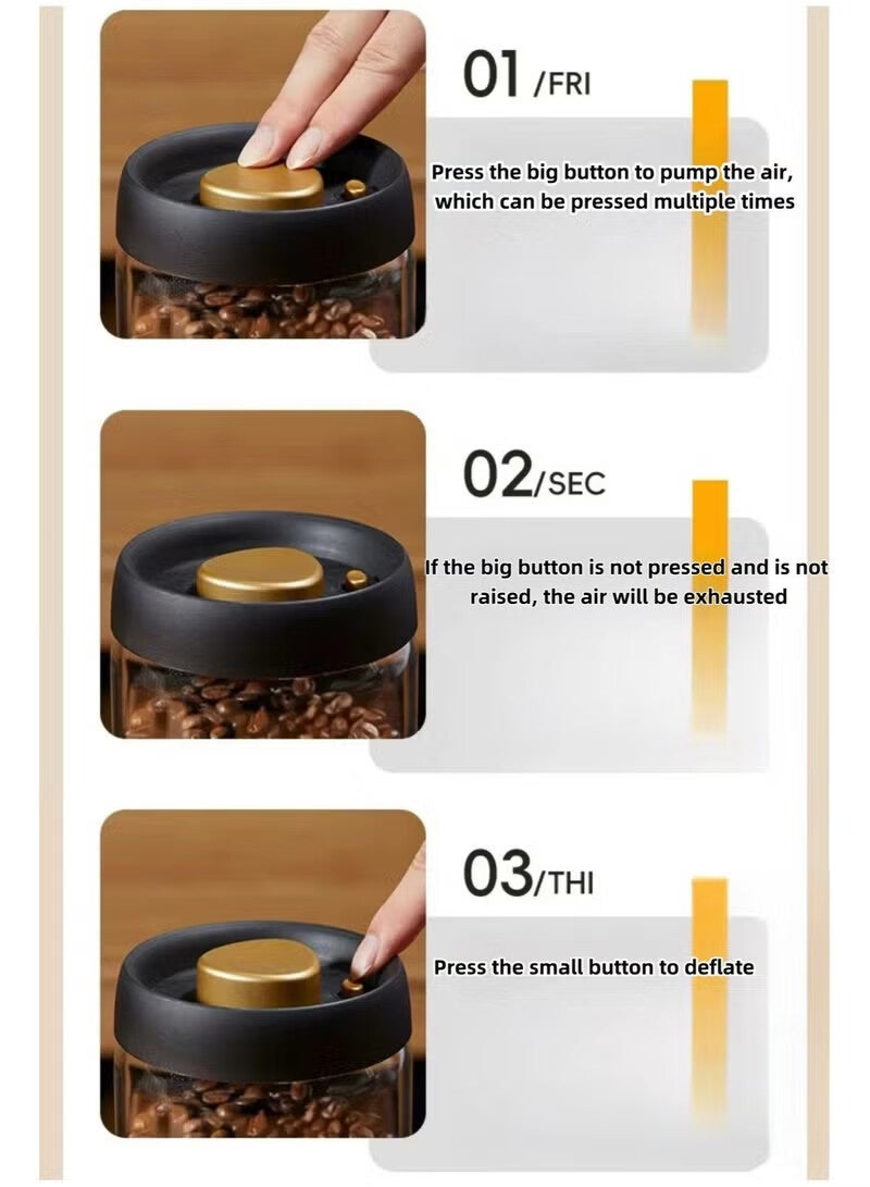 أجريون ٤ قطع طقم علب تخزين الشاي والقهوة زجاجية مع أغطية محكمة - علب قهوة تخزين فراغ للبن والتوابل والحبوب والسكر - ٥٠٠مل، ٩٠٠مل، ١٢٠٠مل، ١٨٠٠مل - منع الأكسدة في المطبخ - Image 5