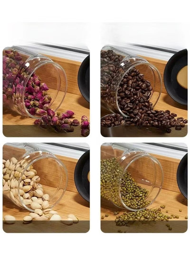 أجريون ٤ قطع طقم علب تخزين الشاي والقهوة زجاجية مع أغطية محكمة - علب قهوة تخزين فراغ للبن والتوابل والحبوب والسكر - ٥٠٠مل، ٩٠٠مل، ١٢٠٠مل، ١٨٠٠مل - منع الأكسدة في المطبخ - Image 4