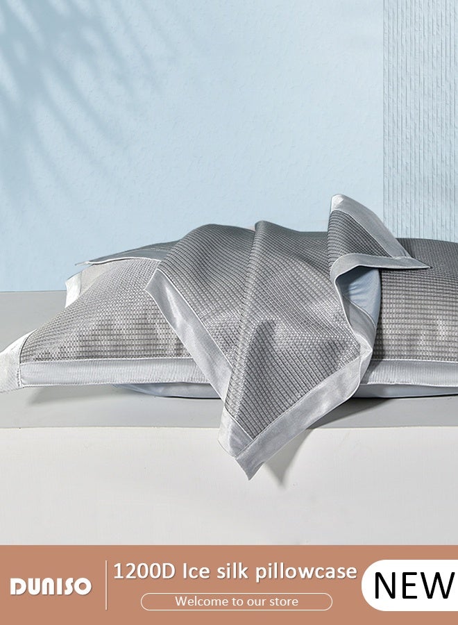 DUNISO Cooling Pillow Case,1pcs  Cooling Pillow Cases Luxury Soft Pillow Covers Breathable Ice Silk for Hot Sleepers Hair and Skin Friendly, Gift for Hot Sleepers in Summer,48 x 74 cm  - Image 1