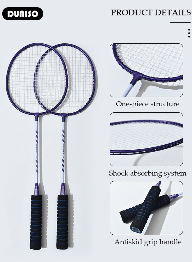 DUNISO Beginner's Badminton Racket Set with 3 Shuttlecocks & Carrying Bag - Image 3