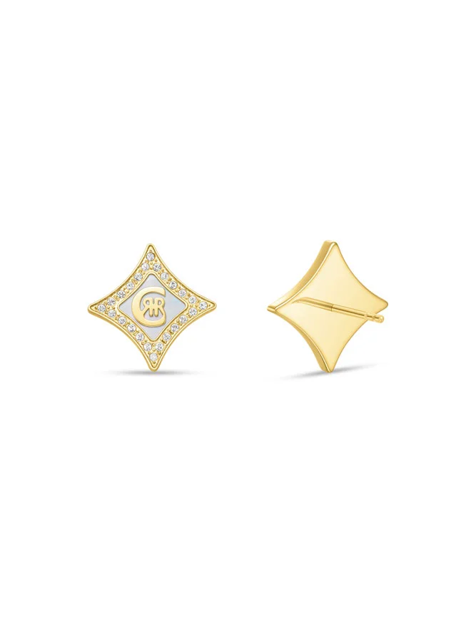 CERRUTI 1881 Silvia Gold Plated with Diamond Shaped Mother of Pearl Earrings for Women