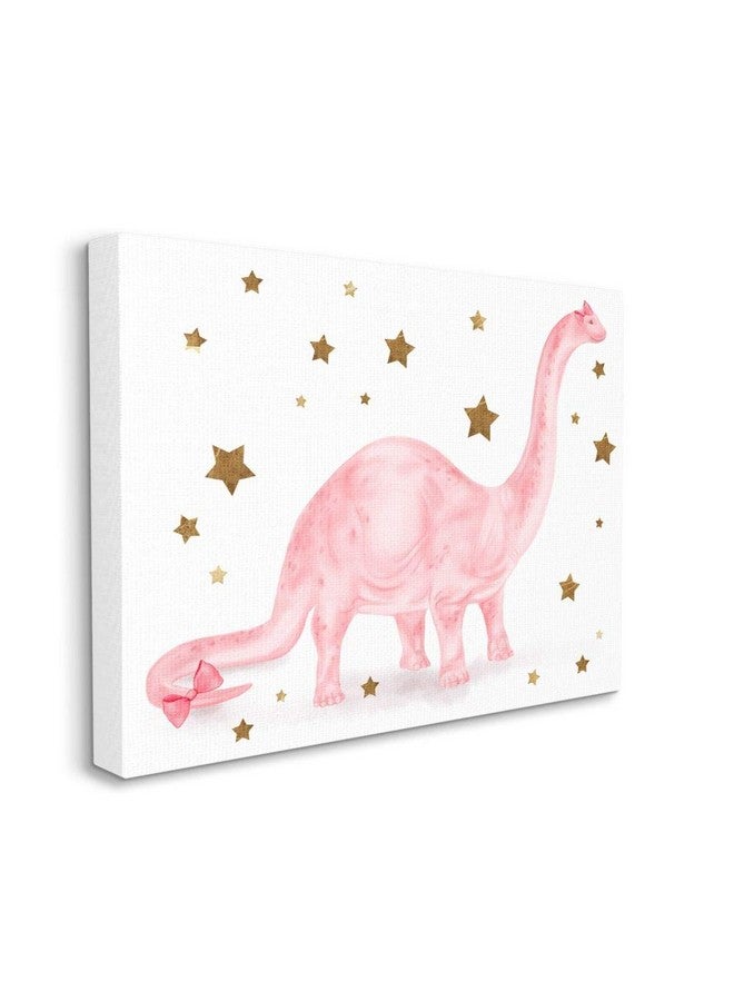 Stupell Industries Pink Dinosaur Gold Stars Kids Design Designed By Daphne Polselli Wall Art 16 X 1.5 X 20 Canvas - Image 2