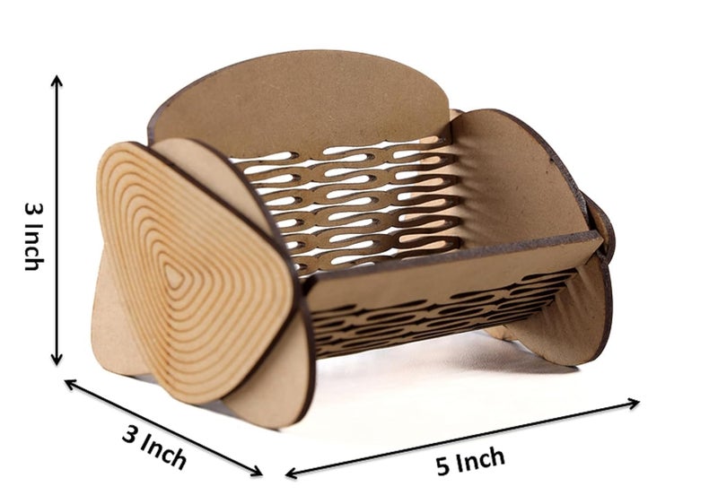 LASER ART Elegant Arched Design Wooden Business Card Holder for Desk and Office Organization (Perforated Holder) - Image 4