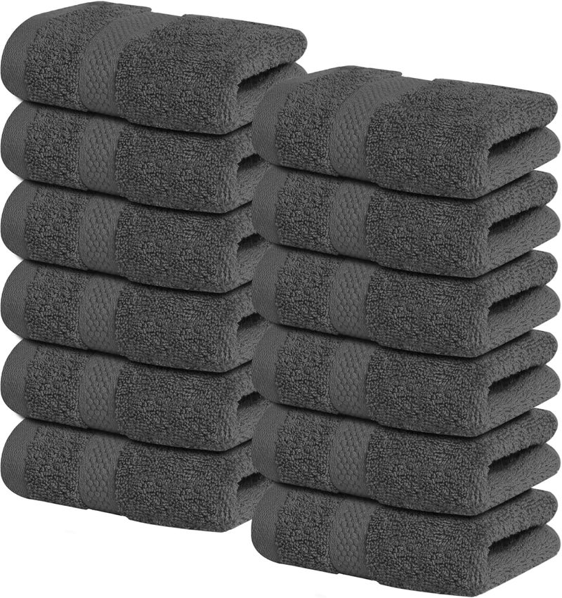 Infinitee Xclusives [12 Pack] Premium Sadow Grey Wash Cloths and Face Towels, 33cm x 33cm 100% Cotton, Soft and Absorbent Washcloths Set - Perfect for Bathroom, Gym, and Spa | Washcloths [13x13] - Soft and Absorbent Face Towels for Bathroom Wash Clothes - Gym, Spa & Hotel Use - Image 1