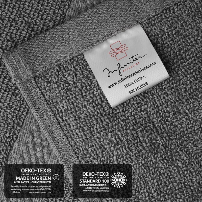 Infinitee Xclusives [12 Pack] Premium Sadow Grey Wash Cloths and Face Towels, 33cm x 33cm 100% Cotton, Soft and Absorbent Washcloths Set - Perfect for Bathroom, Gym, and Spa | Washcloths [13x13] - Soft and Absorbent Face Towels for Bathroom Wash Clothes - Gym, Spa & Hotel Use - Image 5