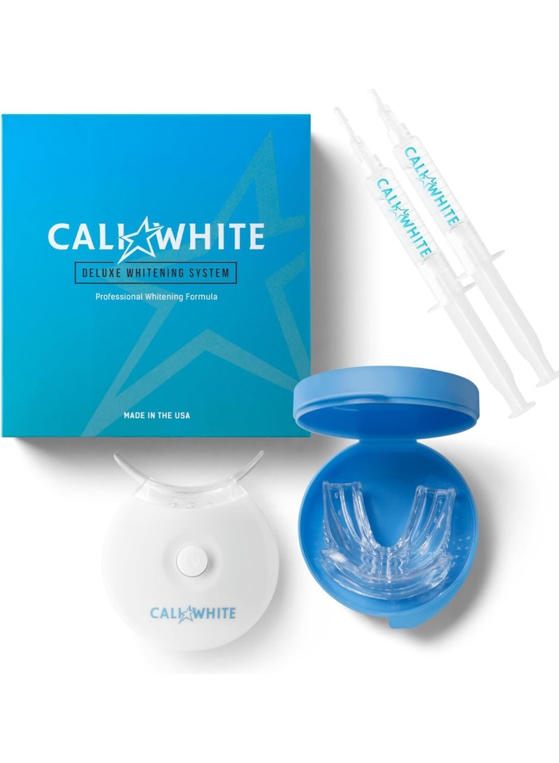 Teeth Whitening Strip Kit With Led Light And Batteries - Organic Peroxide Teeth Whitening Gel - Set Of White Strips - 2X5Ml Syringes, Thermoform Whitening Kit Trays And Case