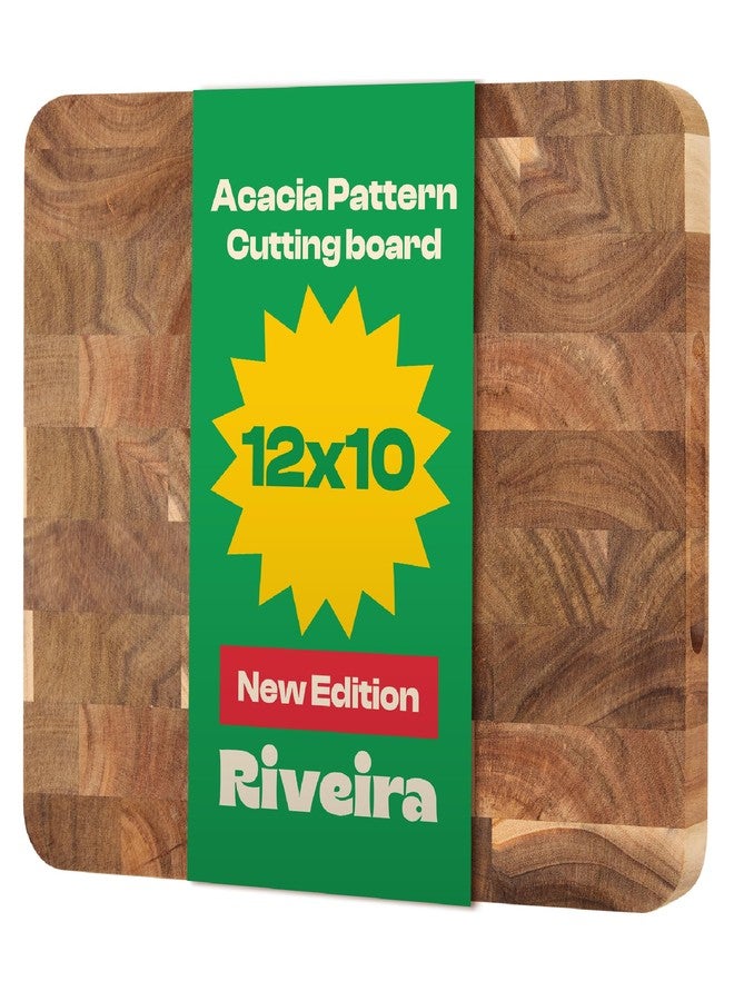 Riveira Acacia Wood Cutting Board Gourmet Acacia Grandeur: 12 x 10 Wooden Chopping Board Natural Wooden Cutting Boards For Kitchen Decorative Innovative Juice Grooves - Image 1