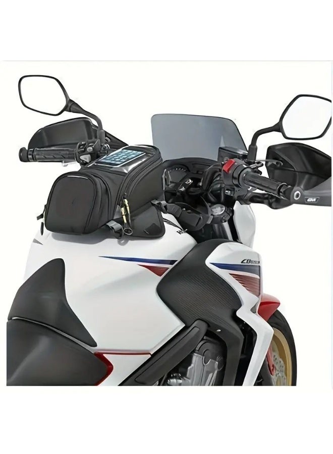 Motorcycle Magnetic Tank Bag Waterproof Fuel Tank Storage Bag with Strong Magnets, Phone Holder, Expandable Capacity, Touchscreen Navigation Pocket for Motorbike Touring & Daily Riding - Image 4