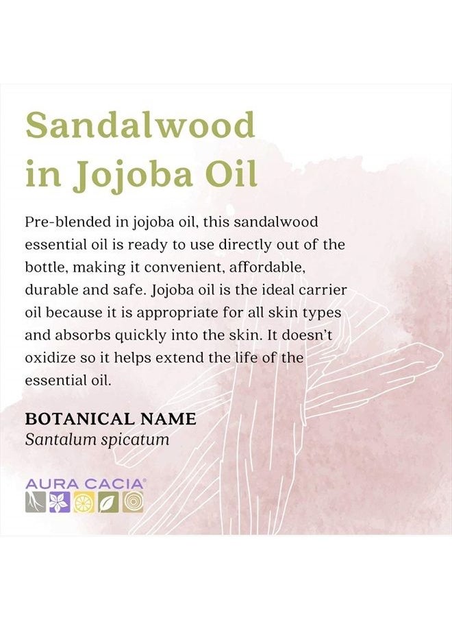 Aura Cacia Sandalwood Essential Oil in Jojoba Oil, 0.5 fl. oz., Woodsy, Balsamic-like Aroma For Skin Care & Centering  - Image 2