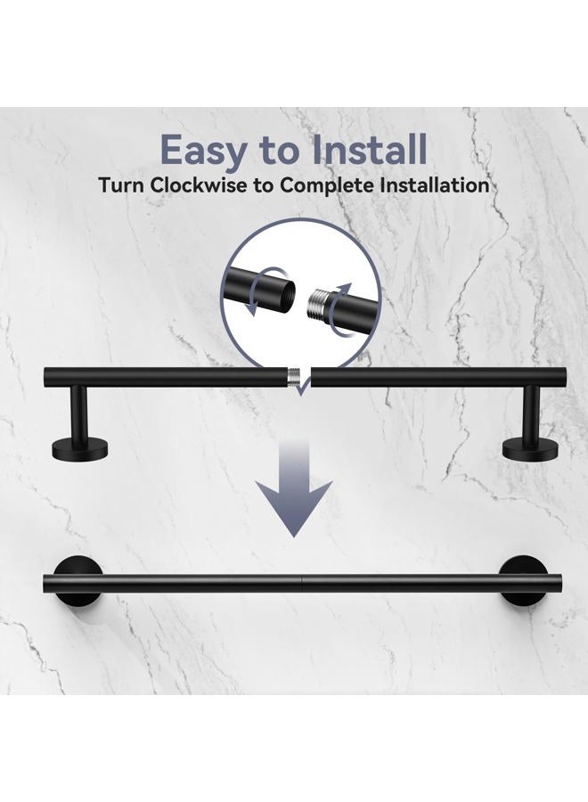 Bubxo Matte Black Towel Bar, 18 Inch Bathroom Towel Rack, Towel Holder Wall Mounted, Thicken SUS304 Stainless Steel Towel Rod Modern Home Decor (Total Length 20-Inch) - Image 4