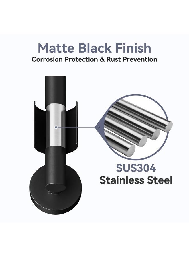 Bubxo Matte Black Towel Bar, 18 Inch Bathroom Towel Rack, Towel Holder Wall Mounted, Thicken SUS304 Stainless Steel Towel Rod Modern Home Decor (Total Length 20-Inch) - Image 3