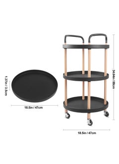 Reko 3 Tier Round Rolling Cart Utility Organizer Rolling Cart Multi-Function Storage Trolley  - Image 2