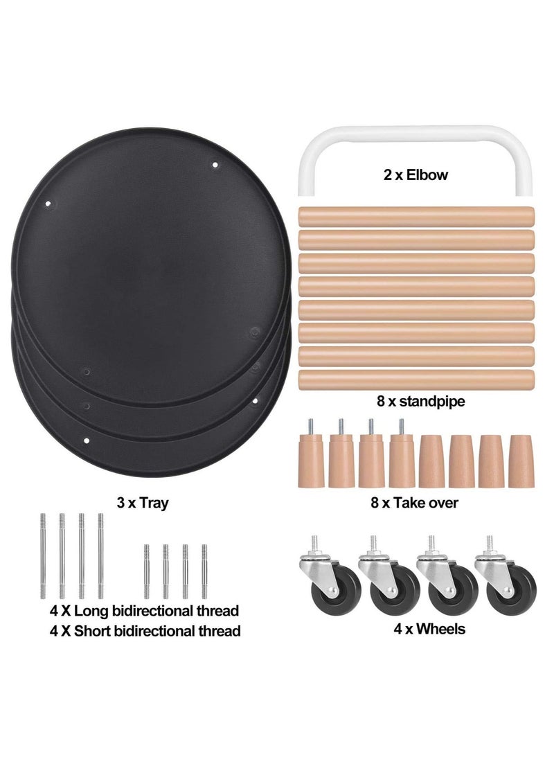 Reko - 3 Tier Round Rolling Cart Utility Organizer Rolling Cart Multi-Function Storage Trolley - Image 1