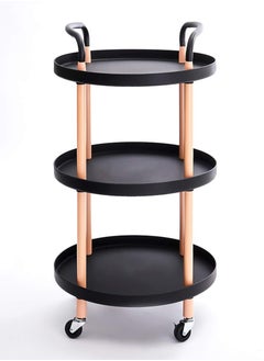 Reko 3 Tier Round Rolling Cart Utility Organizer Rolling Cart Multi-Function Storage Trolley  - Image 1