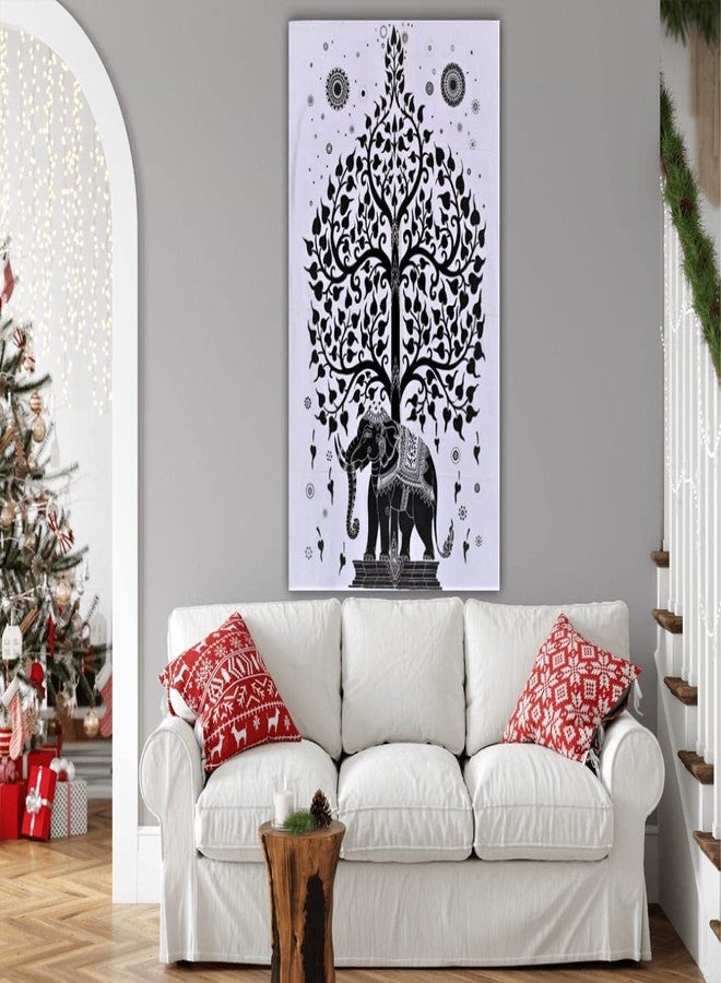 Doraya Psychedelic Elephant Tree Tie Dye Mandala Tapestry Hippie Hippy Celestial Wall Hanging Indian Bohemian Tapestries (Black and White 2, Poster (30x40 Inches)) - Image 2