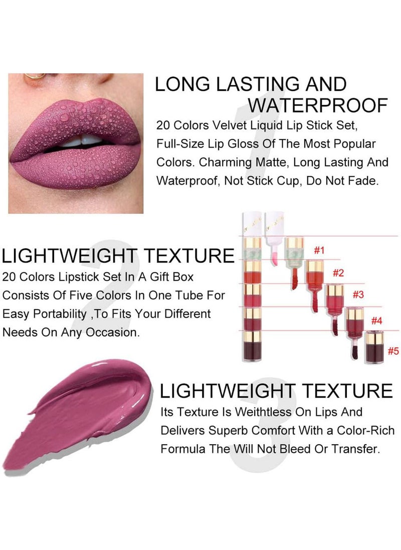 CmaaDu - Lipstick Set Liquid Matte 20 Colors Lip Stick For Dark Skin Women - Image 1